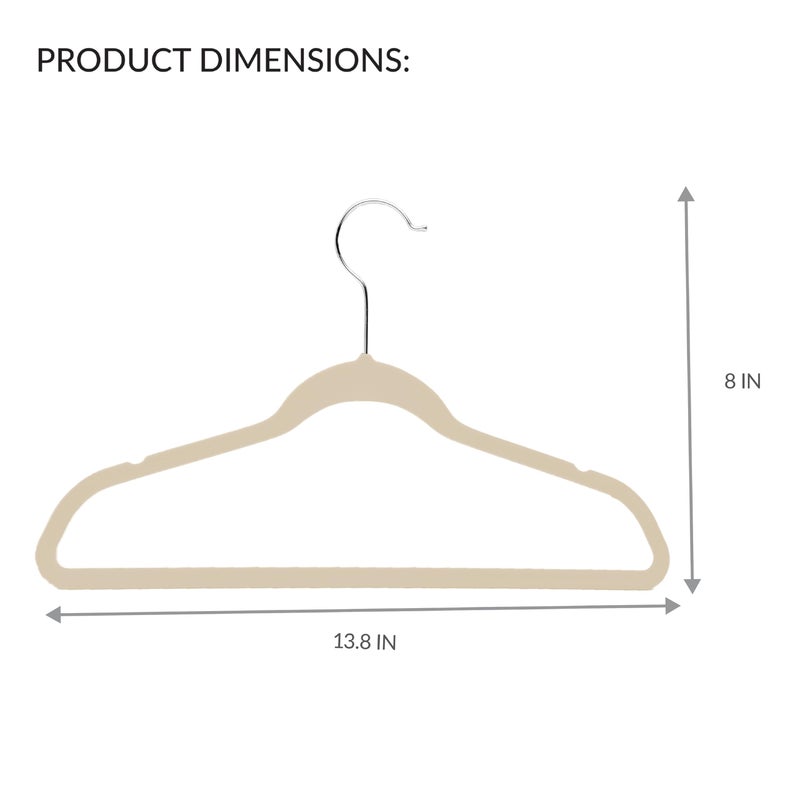 Simplify Childrens 10 PK Velvet Hangers | Dimensions : 13.78"" W x 8.46"" H | Durable Plastic | Non-Slip | Keeps Shape | 14  Width | Children Sizes 2-16 | Velvet  Ivory - Image 3